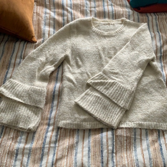 Ellison Sweaters - Cream and gold bell sleeve sweater